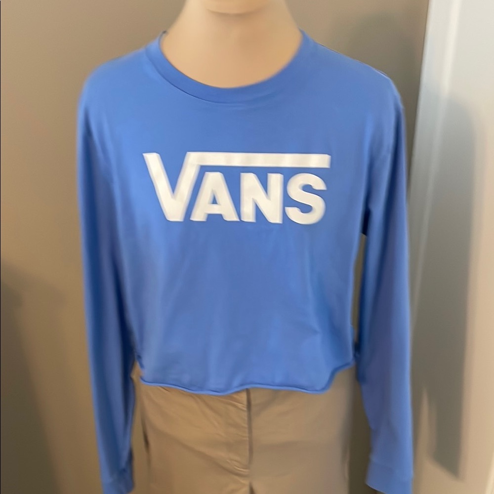Vans Flying V Long Sleeve Crop Top T-Shirt Blue L